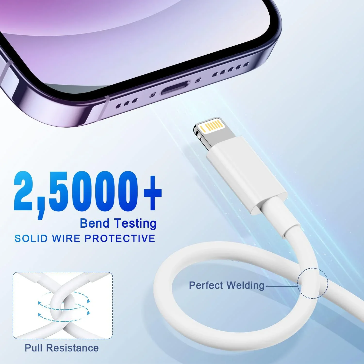 10 عبوات من كابل بيانات USB C إلى Lightning لهاتف Iphone 14 13 12 11 Pro Max 7 8 Plus Ipad White PD 20W MFI سلك معتمد شحن سريع #4