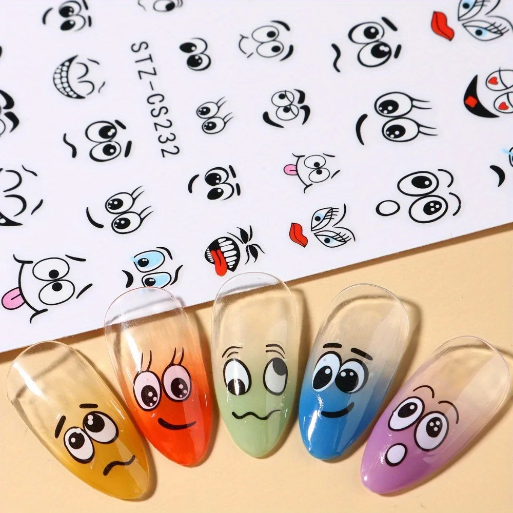 2 pegatinas de uñas con cara sonriente Graffiti, fáciles de aplicar para decoración de uñas DIY, maquillaje y peinado para fiestas de regalos y bodas