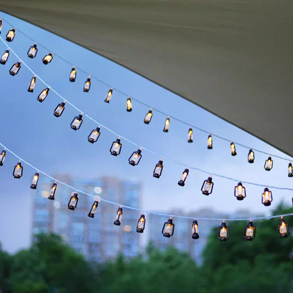 ไฟเชือกเทียนขนาดเล็กใช้พลังงานจากโคมไฟในบ้านน้ำมันก๊าดย้อนยุคขนาดเล็กสำหรับลานบ้านกลางแจ้งปาร์ตี้คริสต์มาสในสวน