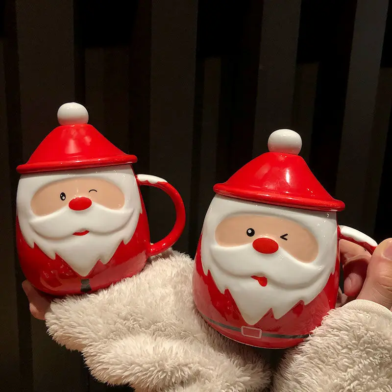 Tazza di coppia di Natale Tazza di Babbo Natale Tazza di ceramica per ragazza di alta bellezza Cartoon 3D