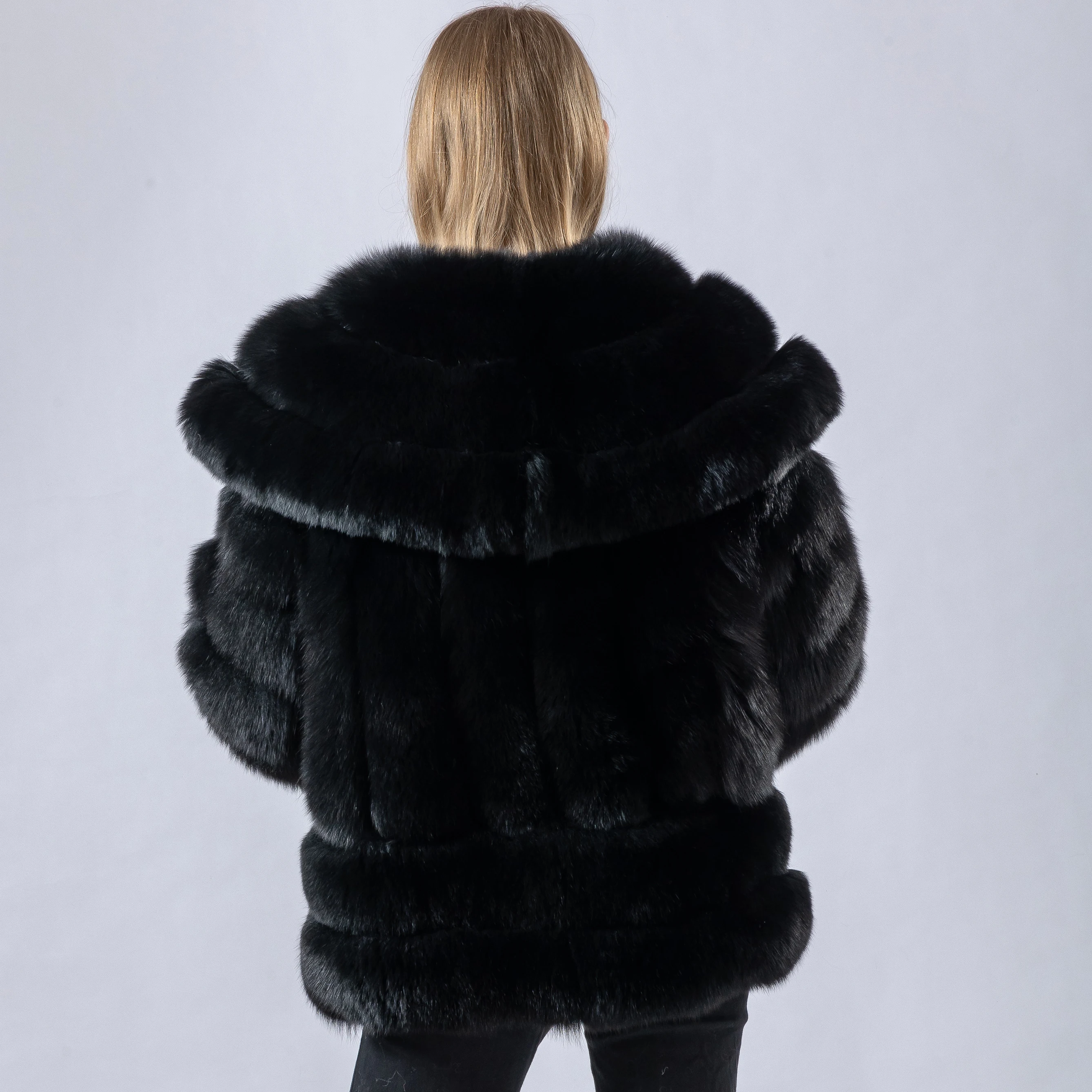 معطف فرو الثعلب الحقيقي مع سترة شتوية عصرية برقبة على شكل حرف V سميكة ودافئة فاخرة فروي 250450