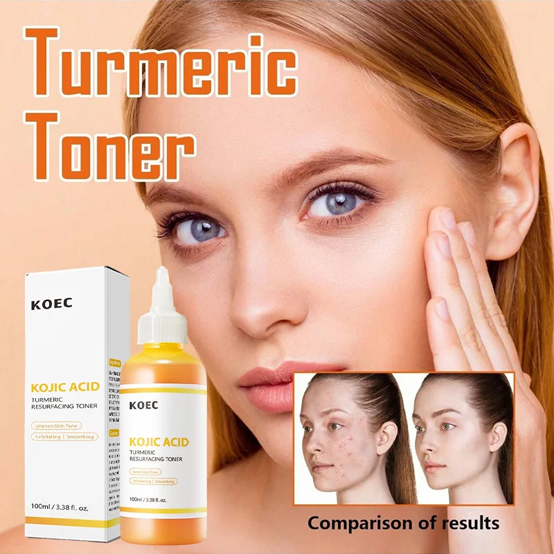 مصل تونر للوجه من الكركم عالي الجودة مضاد للتجاعيد، جوهر المسام الخشنة، امتصاص سريع، تجعلك أصغر سنًا لتفتيح لون البشرة