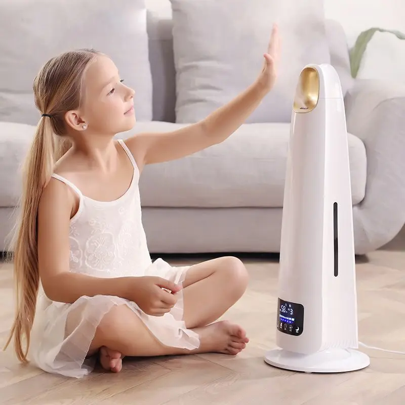 مرطب منزلي قائم على الأرض: هادئ بسعة كبيرة، تحكم في الرطوبة، آمن للأطفال/الحمل لغرفة النوم/المكتب