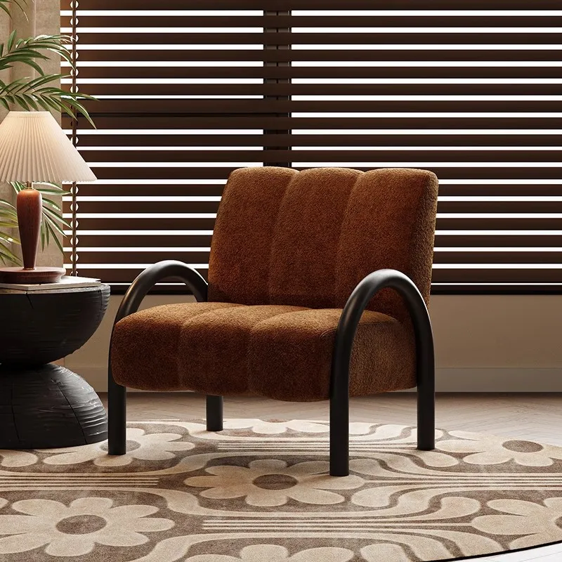 

Medieval fabric leisure chair designer single sofa retro living room balcony