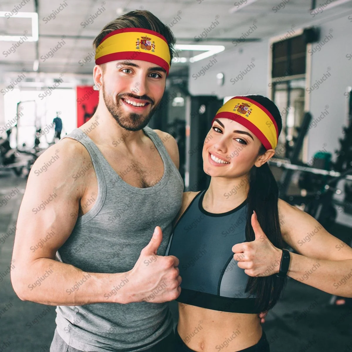 

2025 Spain Flag Sweatband Women Men Moisture Wicking Syriac Aram Gym Headband for Cycling Yoga