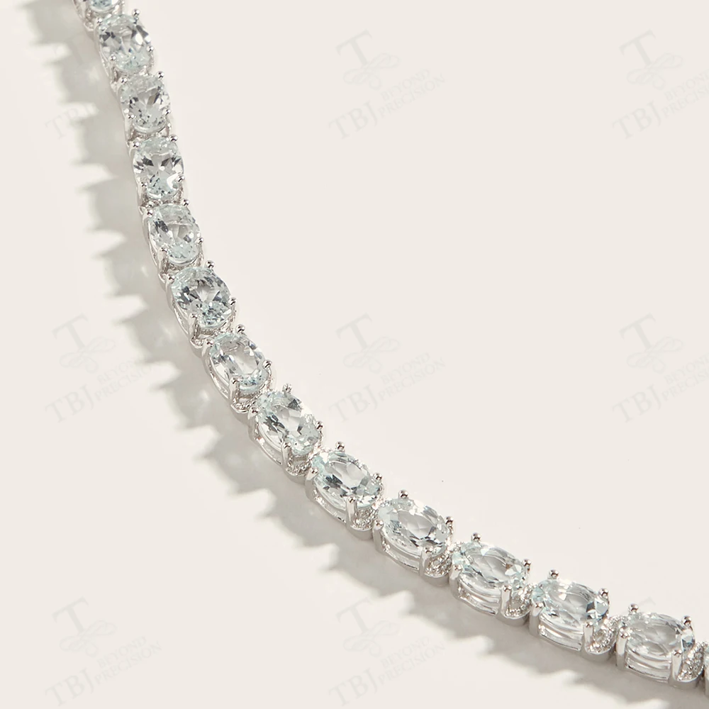 2026,100% Natural Brazil aquamarine gemstone Bracelet with extend chain in 925 silver for women & girls as gift with jewelry box