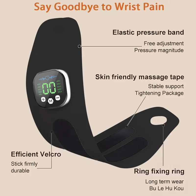 

EMS Wrist Support Massager Rechargeable - Tendonitis Relief Vibrating Therapy Brace USB Portable for Hand Pain Carpal Tunnel