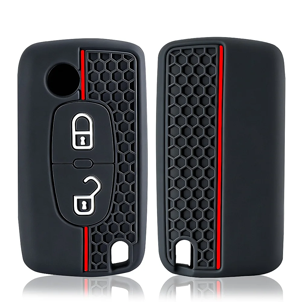 2 Button Silicone Car Key Fob Cover Case For Peugeot 206 308 3008 Expert Partner Citroen C3 Pluriel Picasso Berlingo