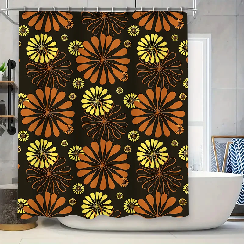 

Черно-желтая занавеска для душа в ванной комнате с цветочным принтом: современный стильный декор для вашей домашней ванной, индивидуальный размер, доступный P