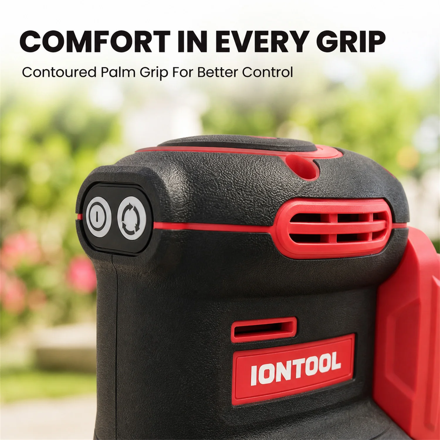 IONTOOL Red 180mm 3-Speed Cordless Orbital Sander 7000/9500/11000rpm for Woodworking and Auto Refinishing Bare Tool