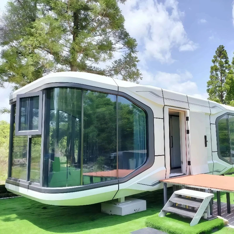Modern Futuristic Pod House With Premium Smart Interior And Clear Panoramic Glass For Eco-Friendly Outdoor Glamping Resorts