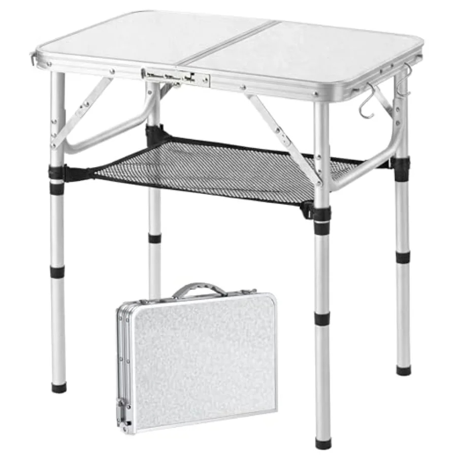 

Small Folding Table 2 Feet Portable Camping Table with Mesh Holders Lightweight Aluminum Adjustable Height with Carry Handle fo