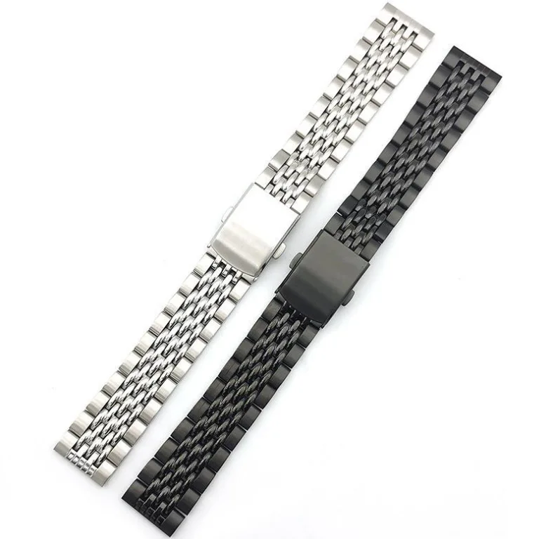 

20mm 22mm Watch Band Flat End Stainless Steel Watchband Solid Butterfly Buckle Replacement Watch Strap Bracelet For Seiko