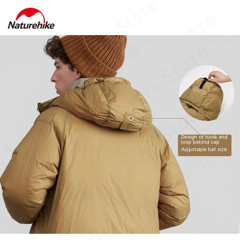 Naturehike Outdoor Camping Thickened Hooded Down Jacket Men/Women -20~-30℃ Winter Warm Hiking Coat with 6 Pockets