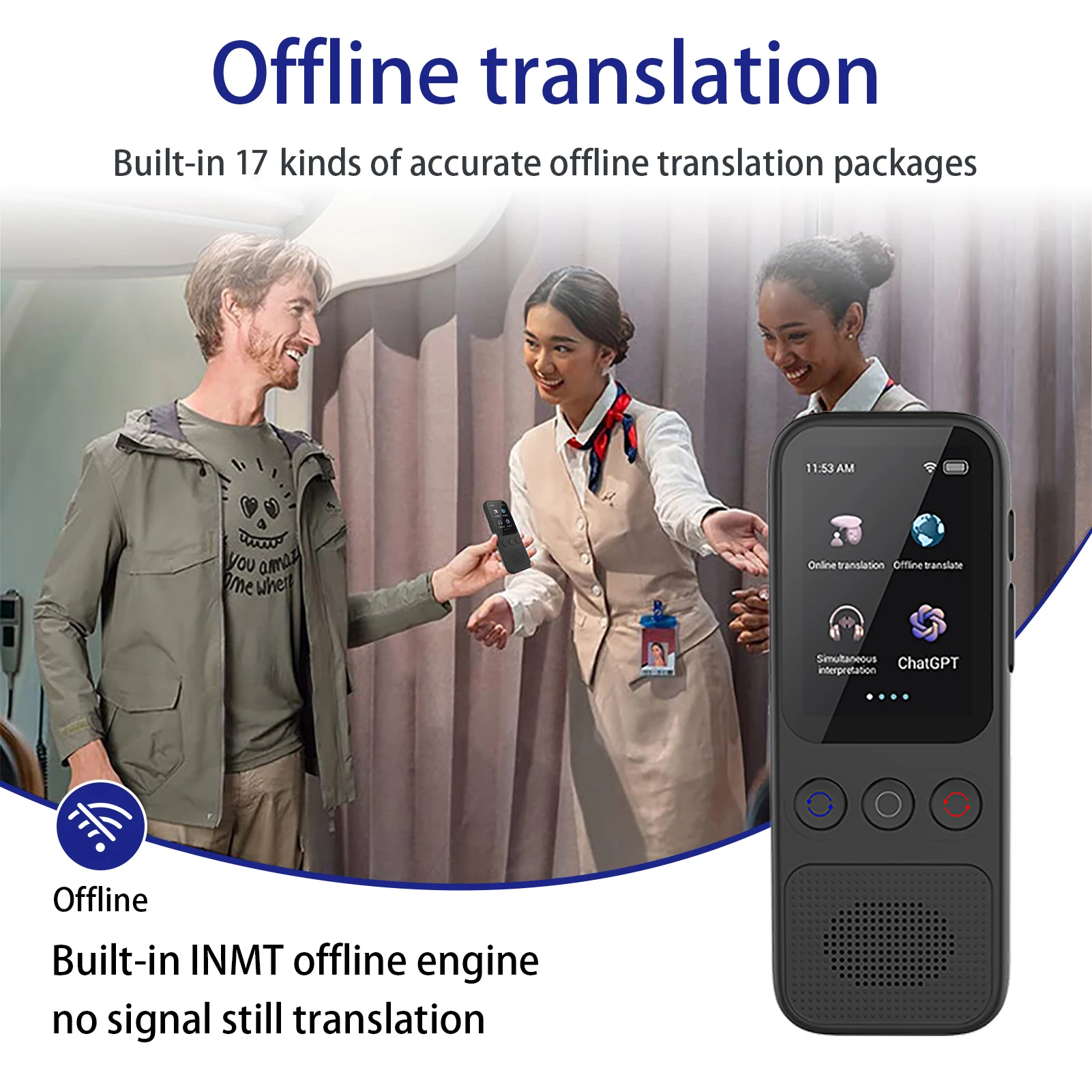 Portable Language Translator Device with 138 LPortaanguages Voice Translating 17 Offline Translation Simultaneous Interpretation