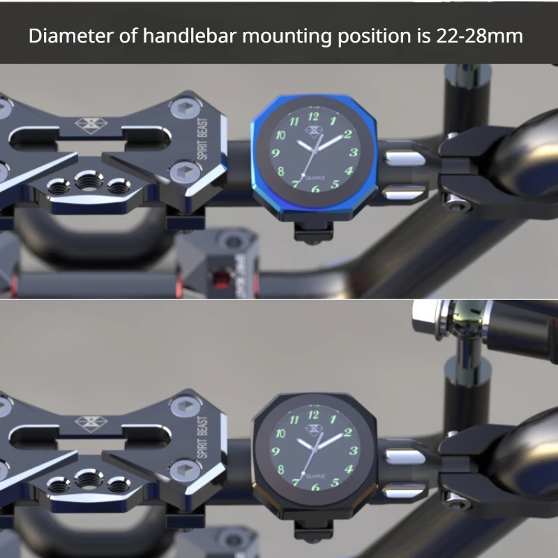 Motorrad uhr wasserdichte Aluminium legierung montieren Quarzuhr Uhr leuchtende Uhr für 22-28mm Lenker Styling Autozubehör