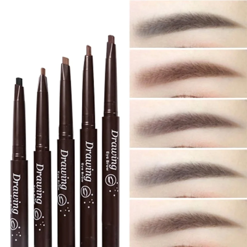 5 Colors Natural Makeup Double Heads Automatic Eyebrow Pencil Waterproof Long-lasting Easy Ware Eyebrow Pen with Eyebrow Brush