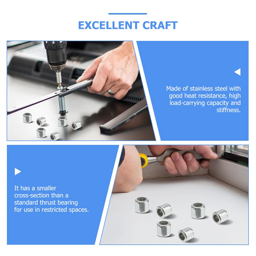 

7pcs Bearing Needle Roller High Load Capacity Stainless Steel Thrust Replacement for Machinery Pump Compressor Axial Flat