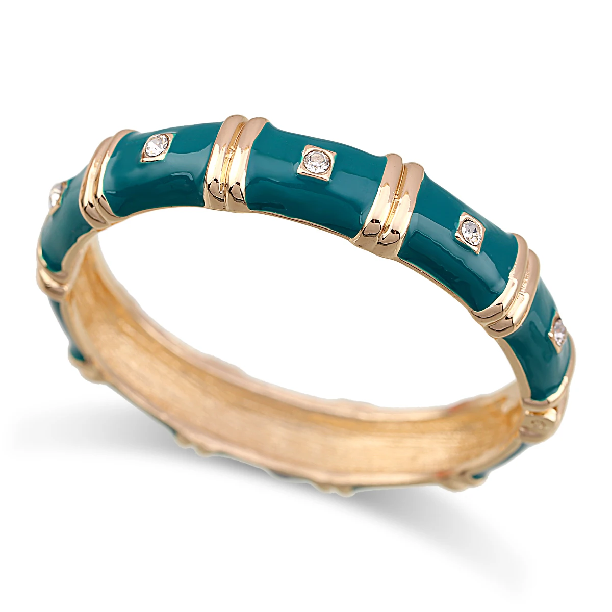 KAYMEN Summer and Autumn Women\'s Simple Round with CZ Dimonds Enameled Colorful Trendy Statement Bracelet Cuff Bangle Jewelry