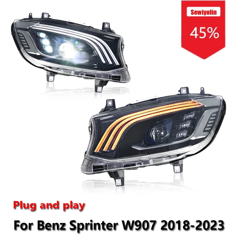 

Sewiyolin Car LED Headlight Accessories For Benz Sprinter W907 2018-2023 DRL Brake Turn Signal Lamp Plug and Play