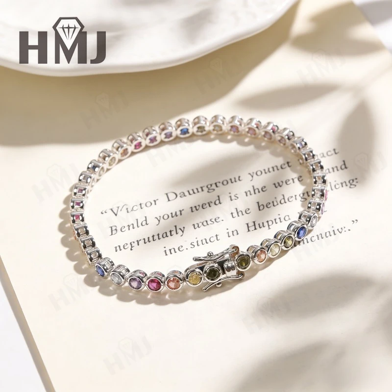 Rainbow Bubble Tennis Bracelet Silver Plated Copper 6-8 Inch White Gold/Yellow Gold Plated Fashion Jewelry Party 5 Stars Review