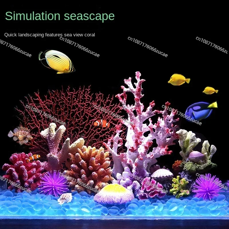 Fish Tank Simulation Coral Landscaping Seawater Decoration Seashell Pseudoaquatic Plants Coral Reef Scenery