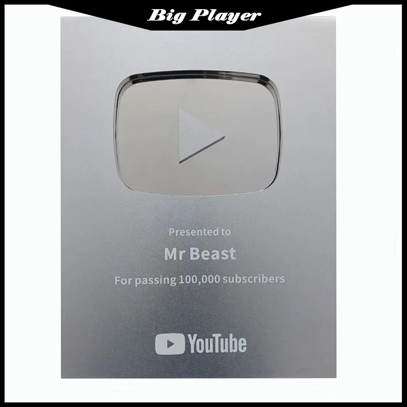 2025 New Silver UV Printed YouTube Plaque Award