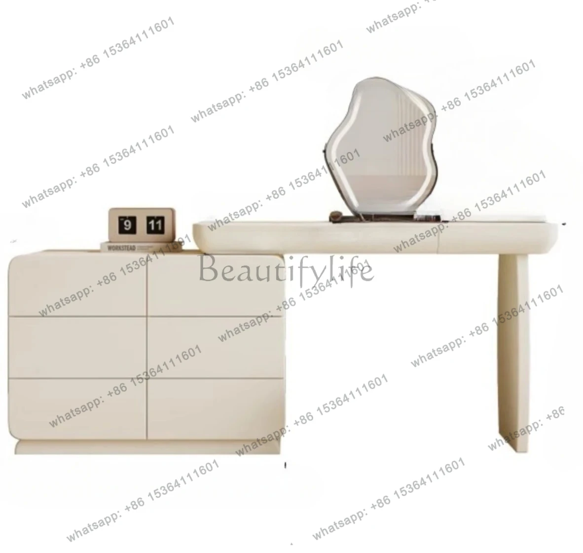 

Cream wind dresser chest integrated new solid wood modern simple black bedside storage makeup table