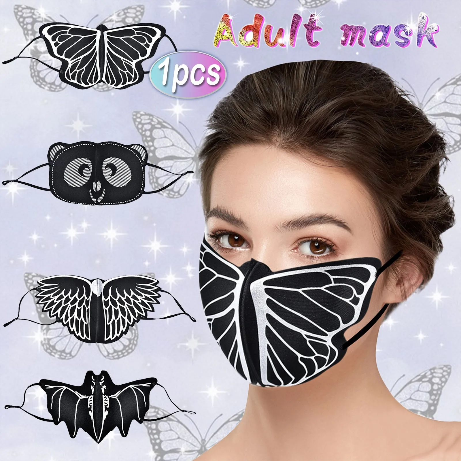 1 Pc Adult Reusable Washable Windproof Mask Fashionable Animal Printed Breathable Mask Pressure-Free Mask For Long-Term Wear