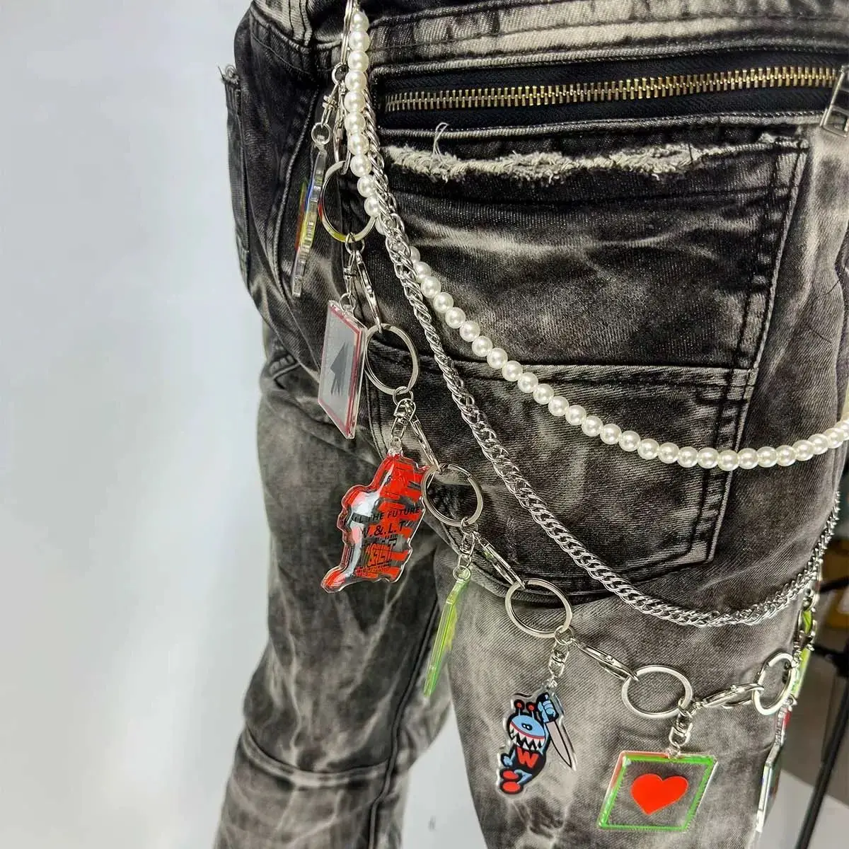 

Detachable necklace, pants chain, bag chain, three in one accessory, imitation series, fashionable and cool waist accessories
