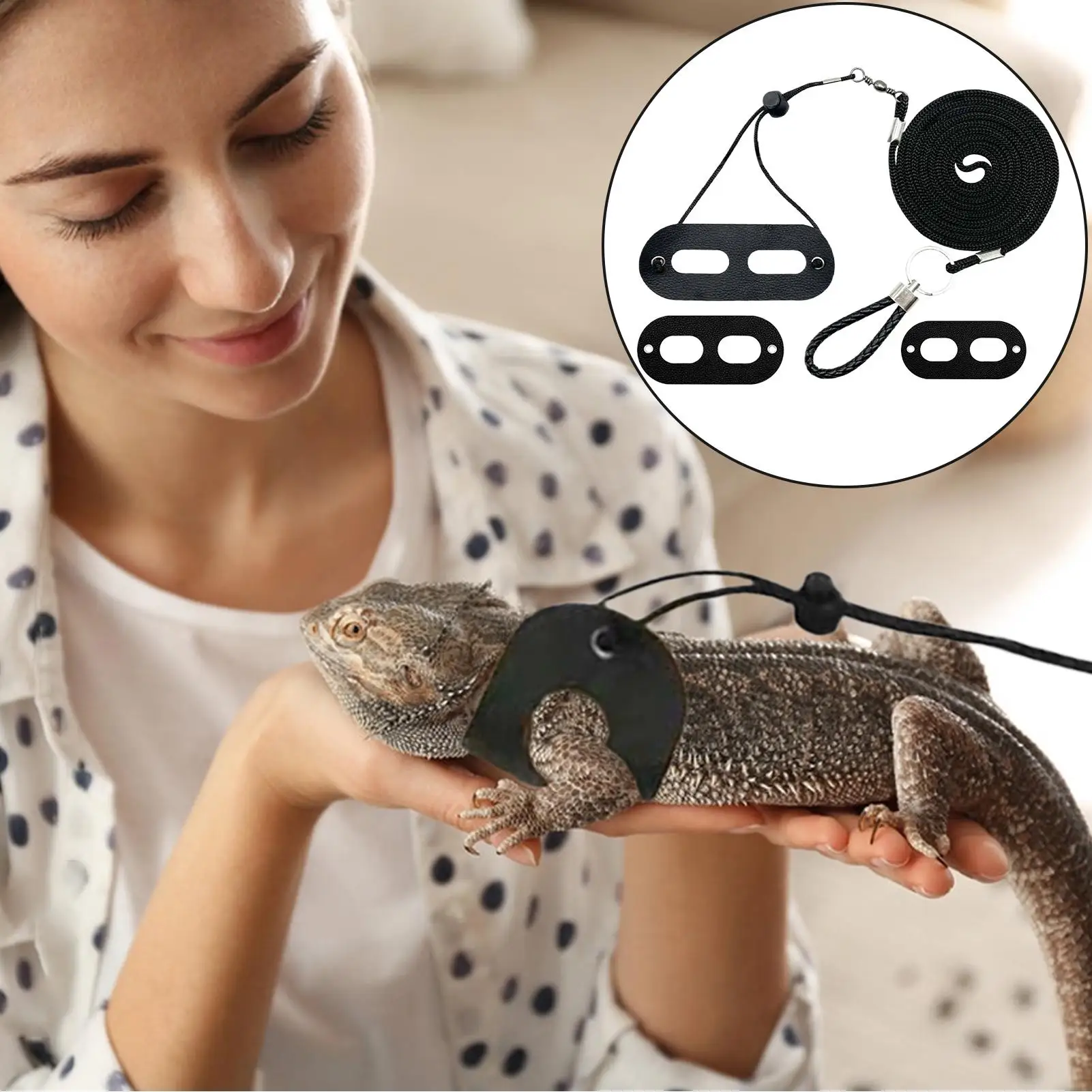 Lizard Harness Bearded Dragon Cord And Harness Set Reptile Rope Escape Proof Traction Accessories For Training Turtle Hamster