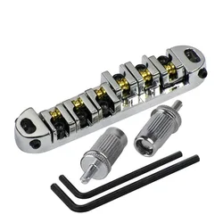 Chrome Metal Plated Roller Saddle Tune-O-Matic Bridge For Les Paul Style Electric Guitar Replacement