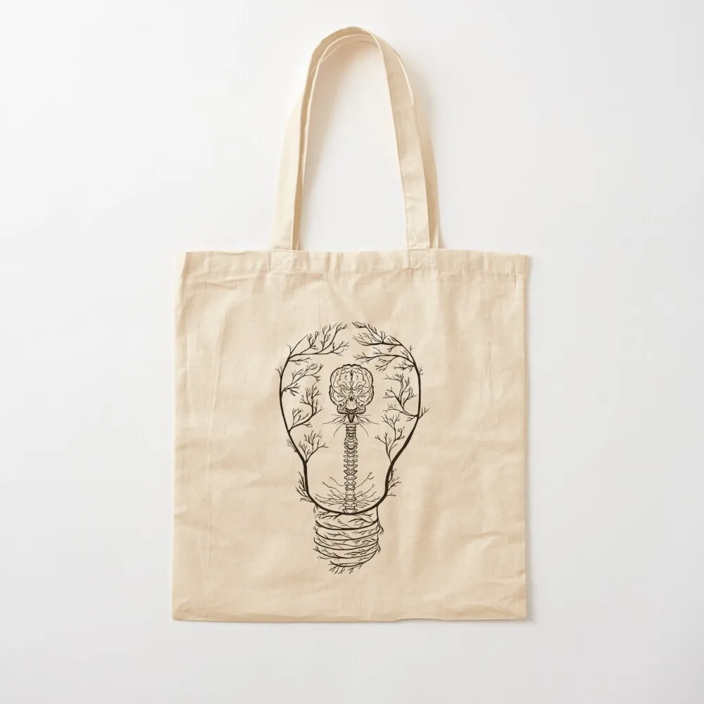 

Brain Light Bulb (Black) Tote Bag shopper bags custom tote bag Shopper Women's shopping bag Canvas Tote