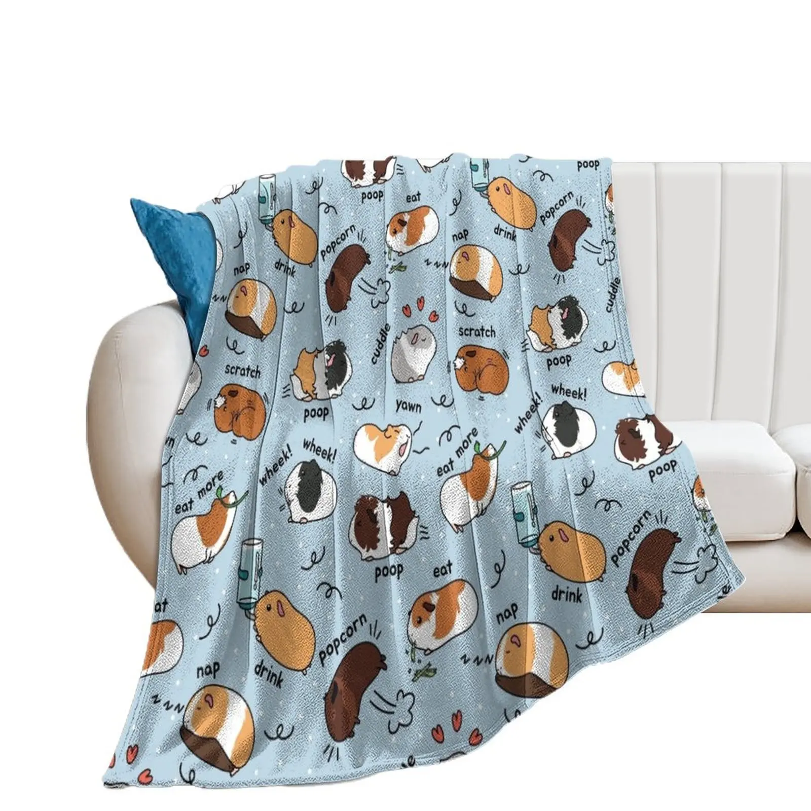 Guinea Pig Daily To-Do List - Blue Background Throw Blanket For Decorative Sofa Thermals For Travel Luxury Sofas Blankets