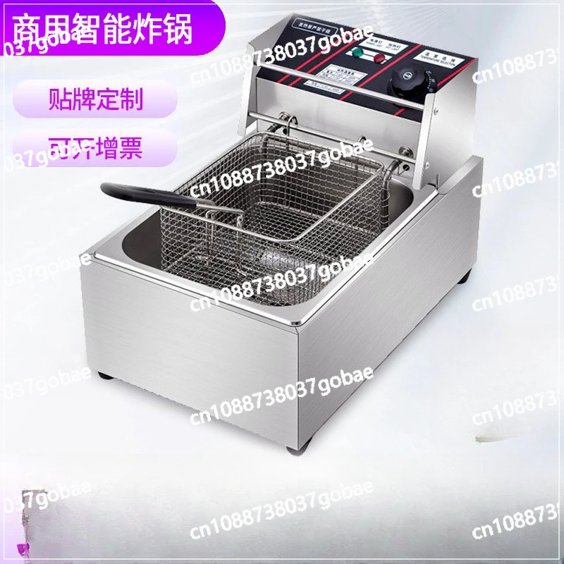 Image 3: Friteuse commerciale de grande capacité, friteuse électrique de stand de collation à température contrôlée à double cylindre en acier inoxydable