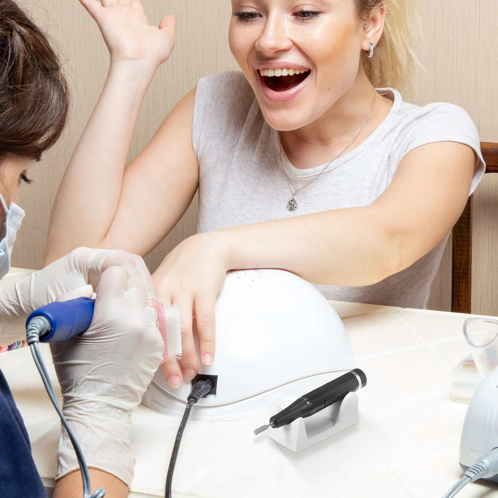 

2Pcs Electric Nail Polisher Handle Holder Plastic Storage Rack Multi-Functional Desktop Organizer Nail Art Supply