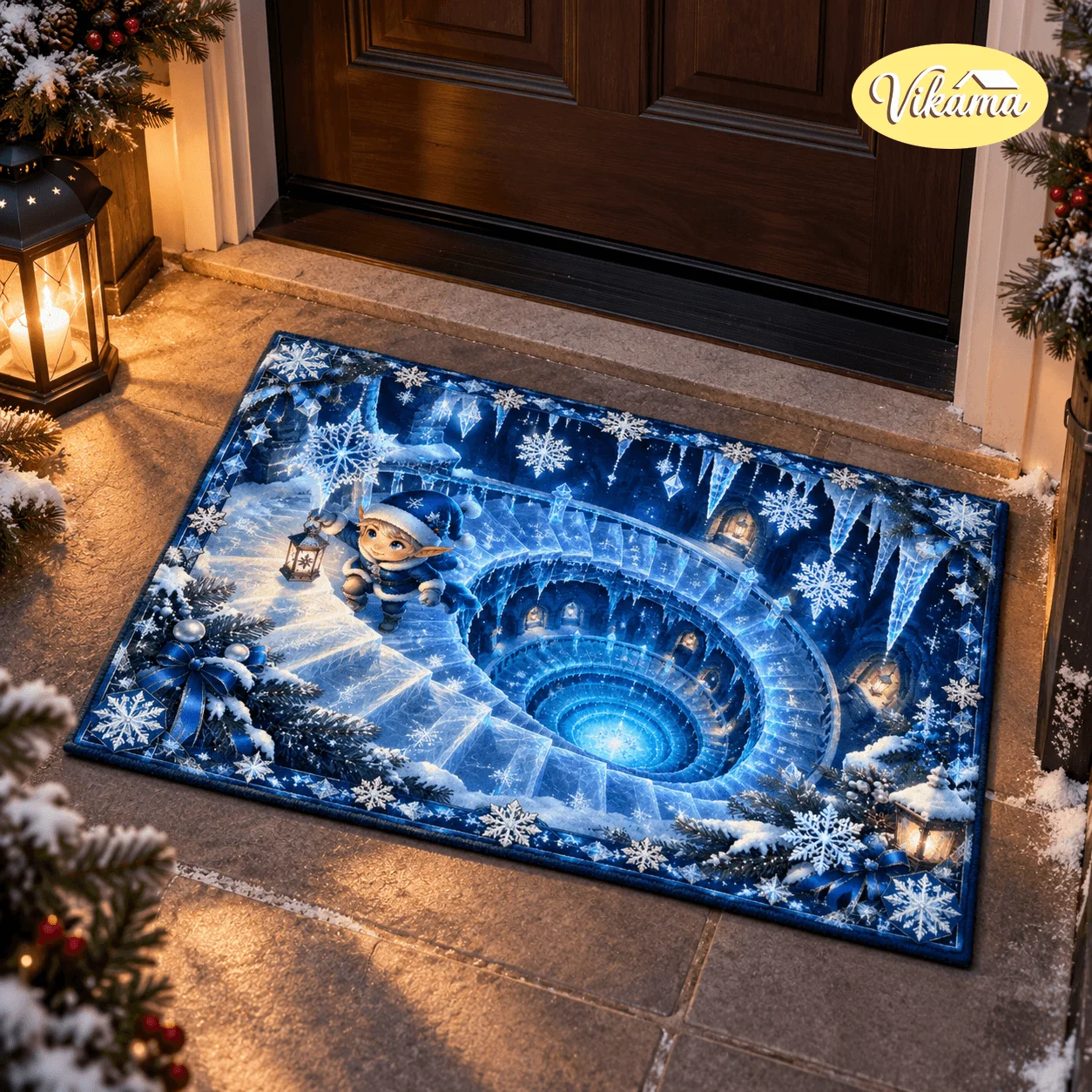 VIKAMA Christmas Carpet Gingerbread House Door Mat Soft Welcome Mat Kitchen Rug Bedroom Carpet For Living Room Bathroom Mat Home