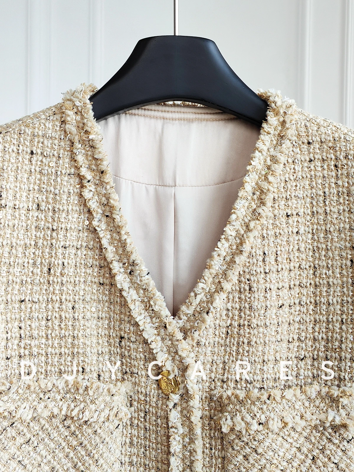New Bold woolen fashion slimming V-neck tassel jacket with sequin weaving big size
