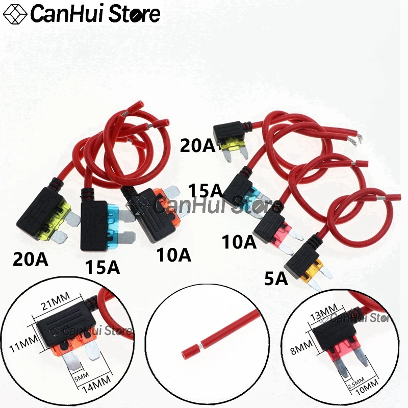 2pcs 12V 5A 10A 15A 20A Car Fuse Holder Add-a-circuit TAP Adapter Micro Standard ATM APM Blade MINI Medium Simple Safety Device