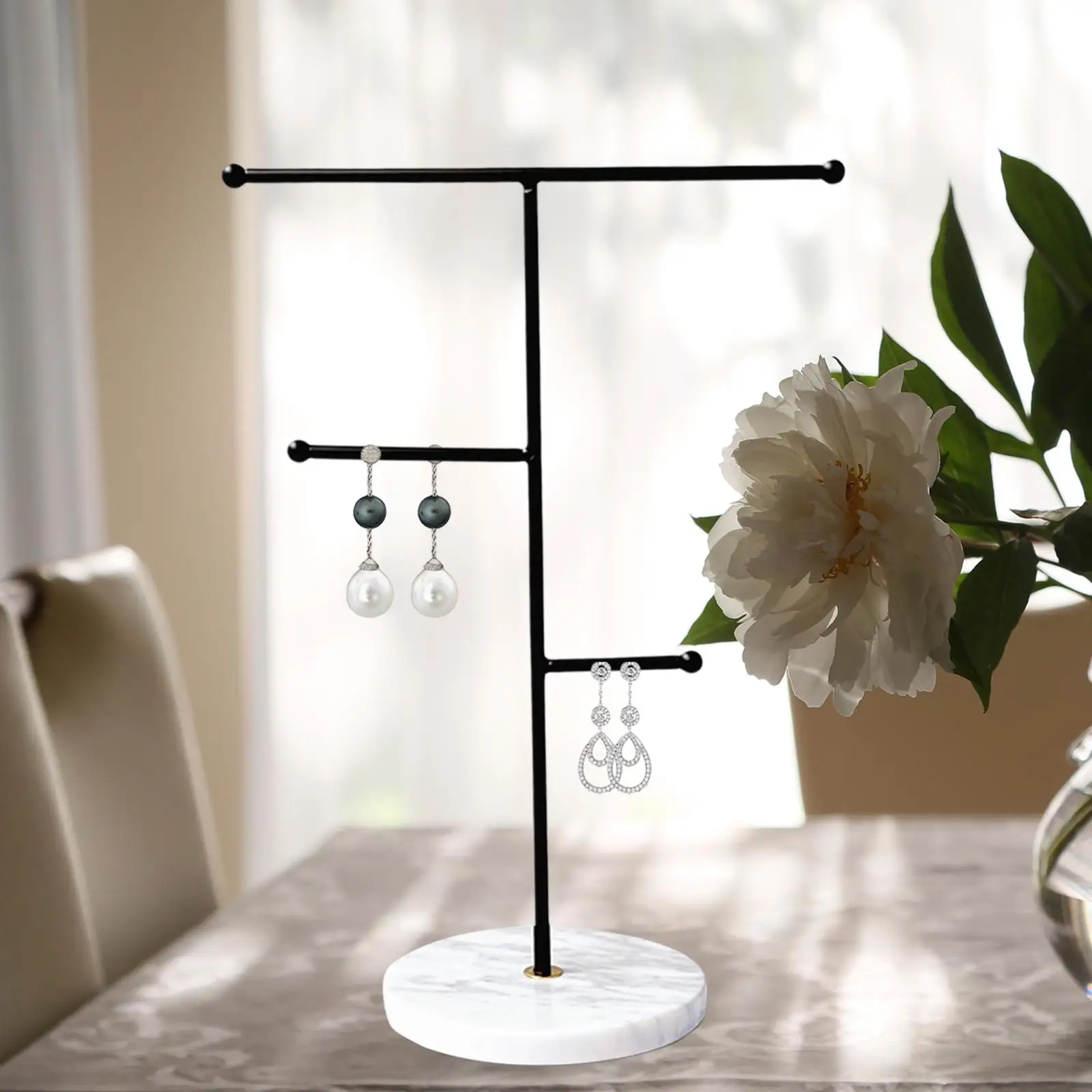3 Layer Earring Display Stand Holder Jewelry Organizer Metal Tabletop Bracelet and Necklace Jewelry Storage Display