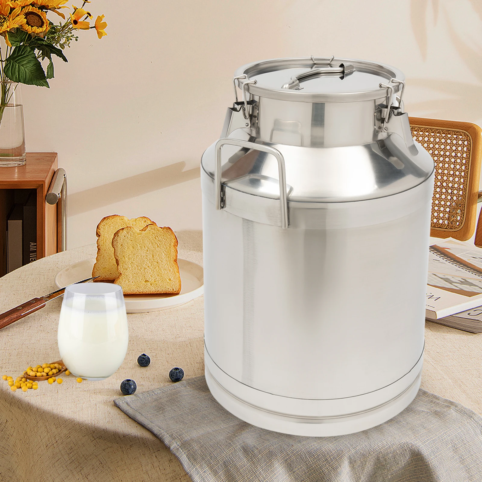 

Heavy-Gauge Stainless Steel Milk Can, Available in 20L to 60L Capacity, Durable, Dent-Resistant for Restaurant Use and Easy
