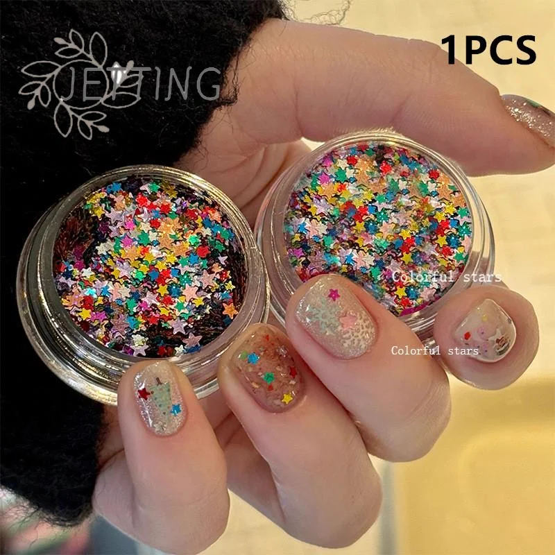 핫 1병 미니 스파클링 스타 네일 글리터 반짝이는 오각형 네일 장식 살롱 디자인 귀여운 액세서리 DIY 네일 아트 디자인