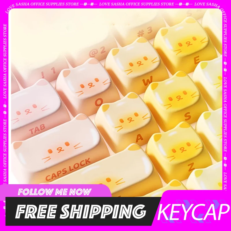 Imagem -02 - Akko-custom Mechanical Keyboard Cap Colorido Sugar Cat Mao Pbt Sublimação Bonito 142 Chaves Acessórios para Teclado Presentes Meninas