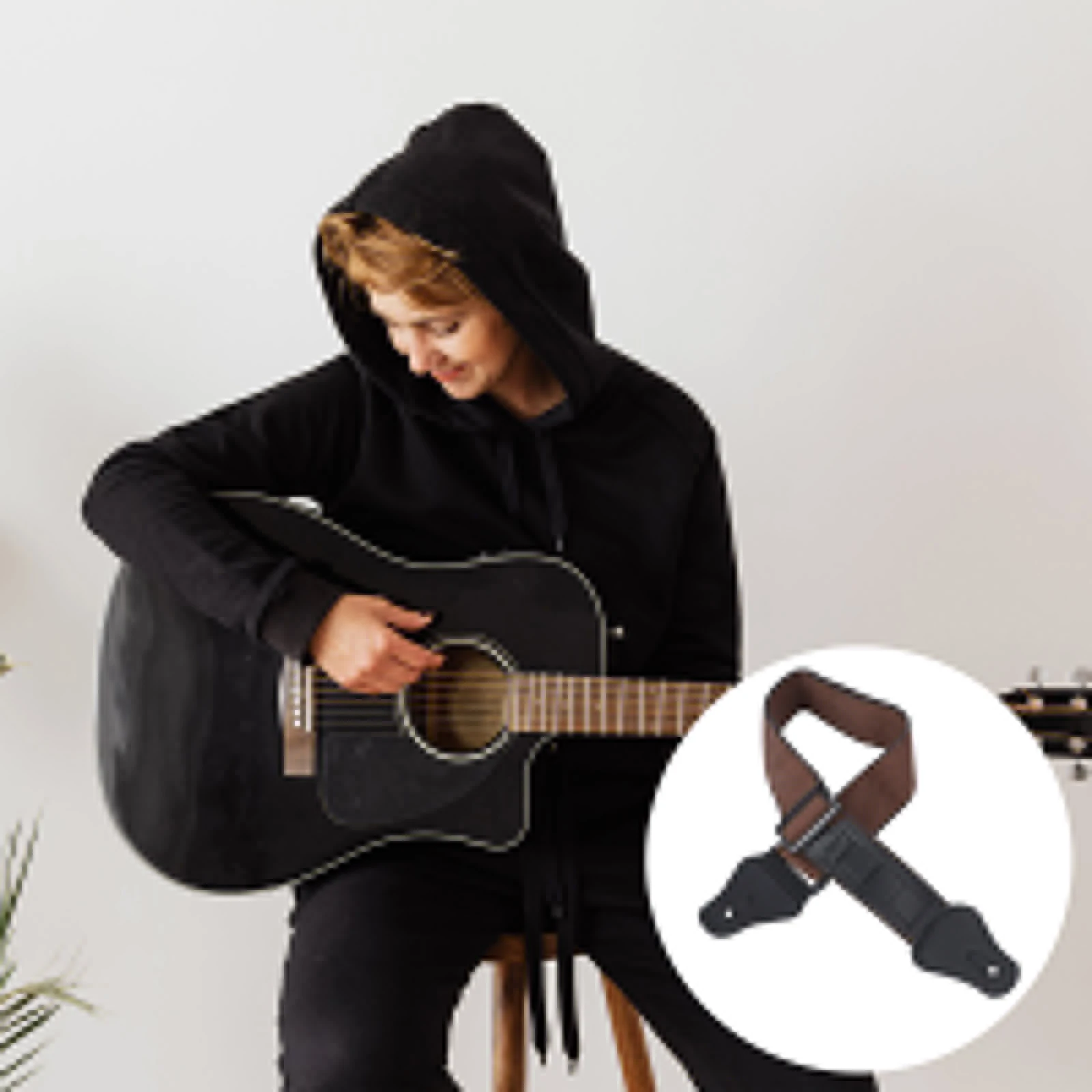

Strap Cotton PU Adjustable Acoustic Electric Guitar Belt Pick Holder Anti Wear Skid Guitar Parts Accessories