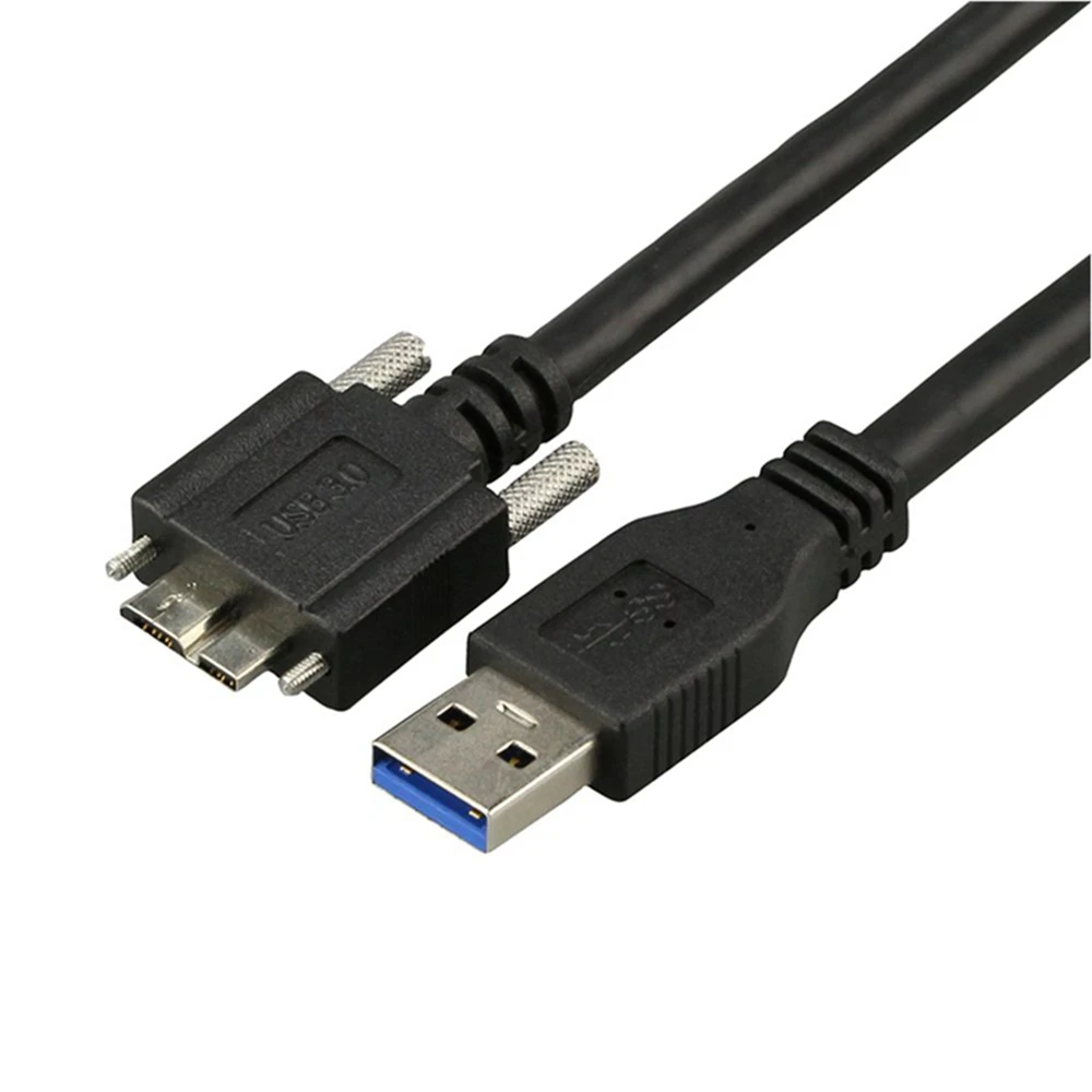 0.5m, 1m, 2m, 3m USB 3.0 male Micro B camera with screws, used as an extension cable for the hard drive data cable of industrial