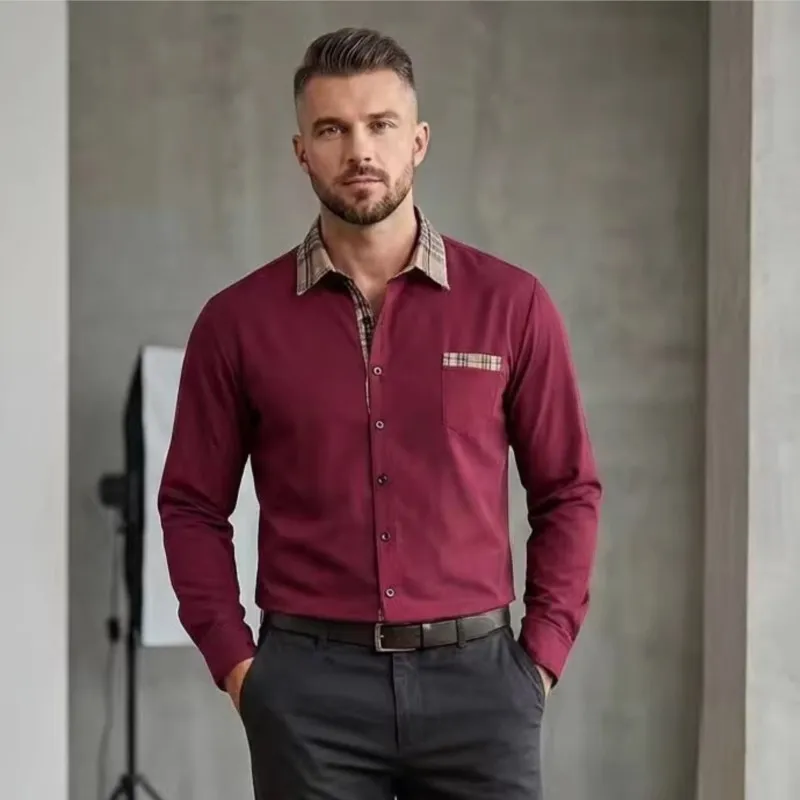 

Men's shirt 2026 Fashion Lapel Long-sleeved Button-down Casual Tops Soft and Comfortable daily Office High-quality Shirt