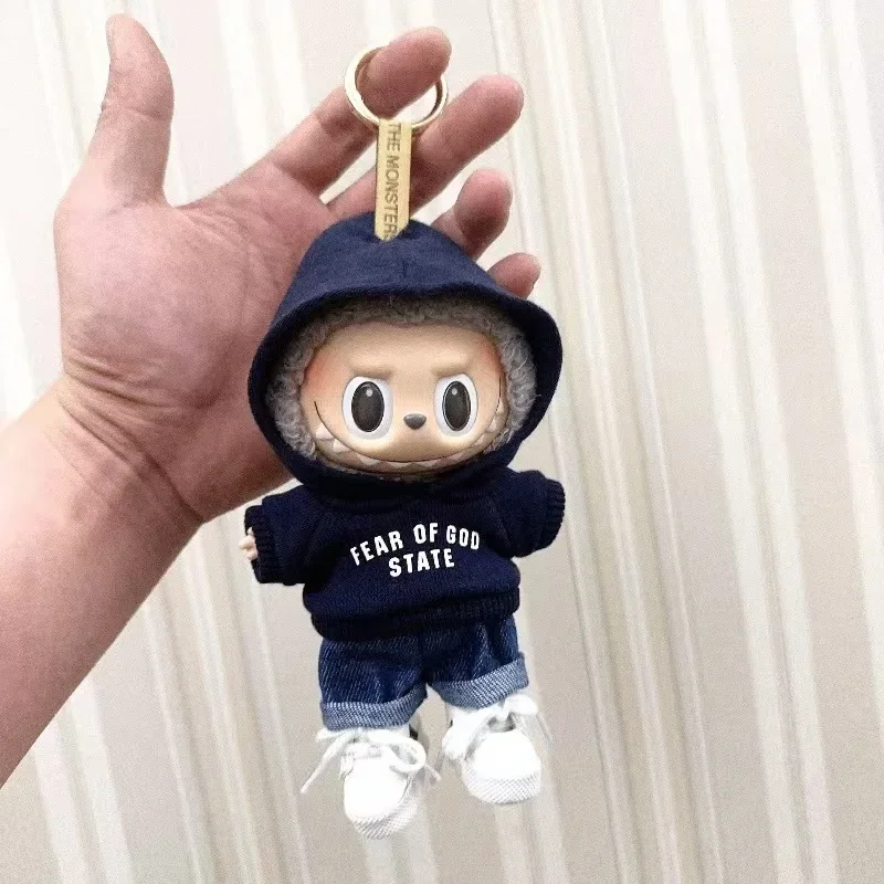 Labubu Doll Printed Sweater Set Clothes Only 17cm Pendant Blind Box Labubu Baby Clothes Keychain