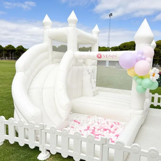 Gran oferta, color pastel claro de grado comercial, casa de rebote inflable para boda, puente, castillo hinchable blanco, combo para saltar