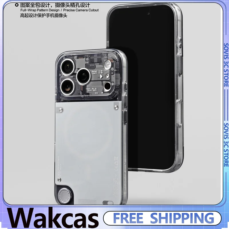 

Wakcas Internal Structure Transparent Phone Case Glossy Protective case Magnetic Phone Cover for iphone 16 promax/17 promax Gift