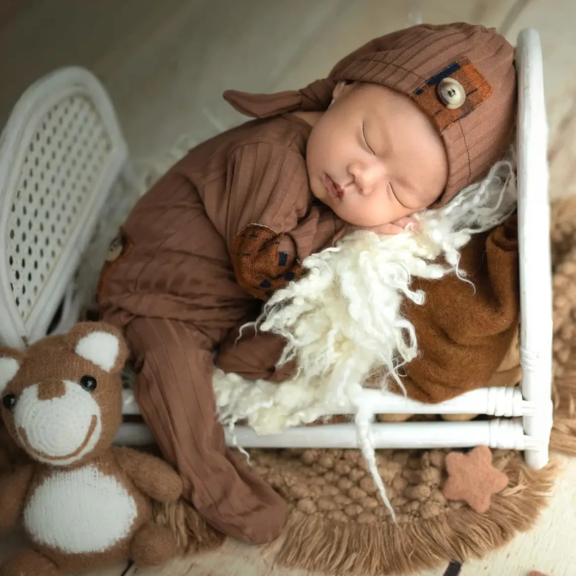 Newborn Photography Clothes Baby Boy Patchwork Jumpsuit Hat Set Baby Photography Props Newborn Shooting Outfit
